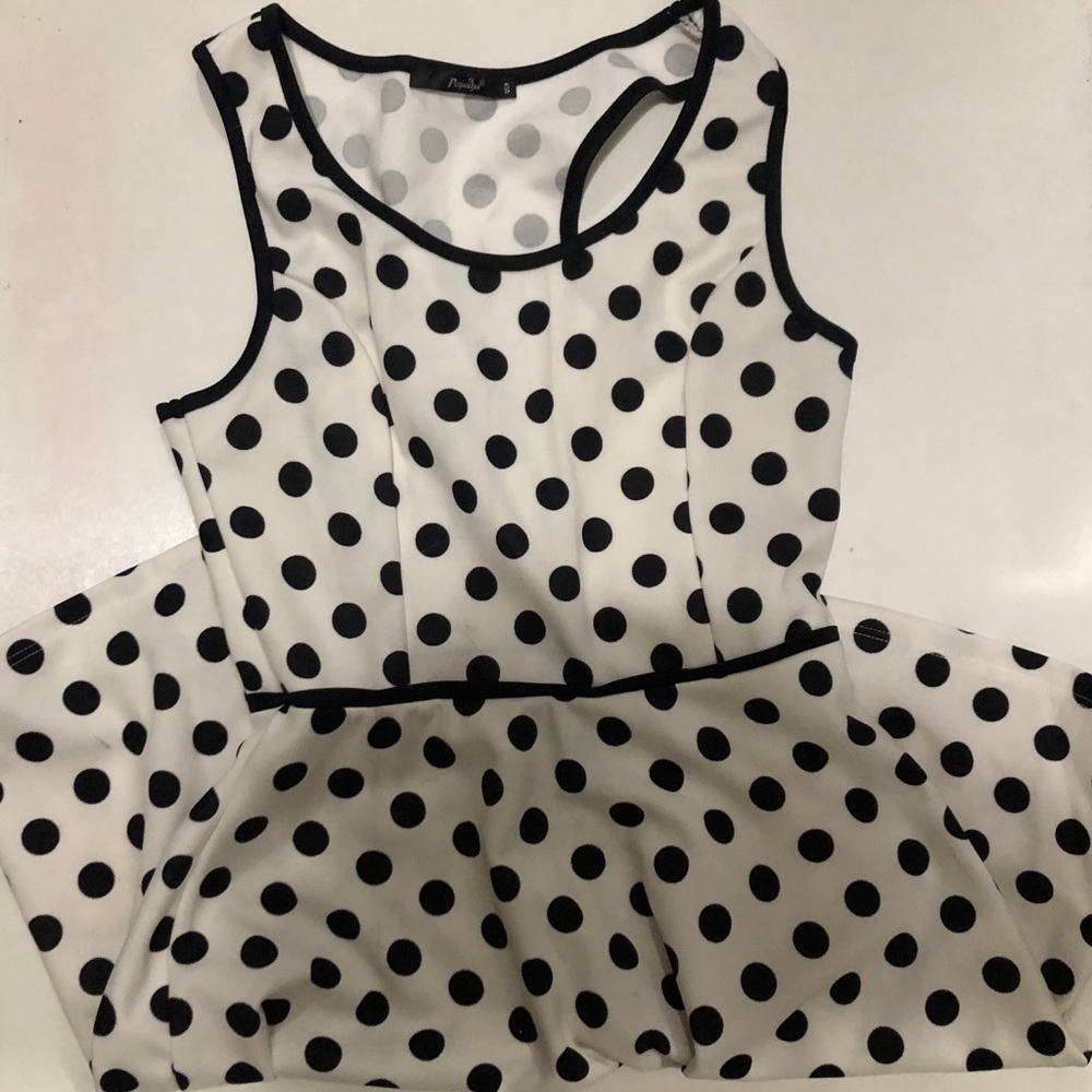 Papaya Flare Polka Dot Dress Medium